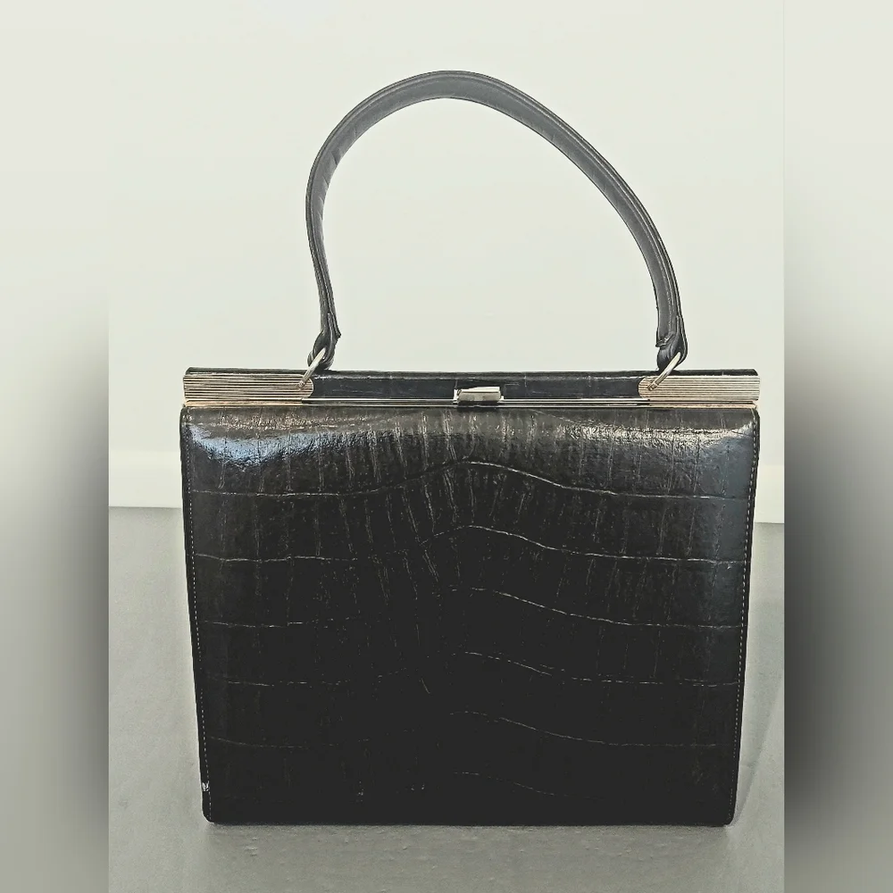 Vintage Brown Crocodile-Embossed Purse - Picture 2 of 10
